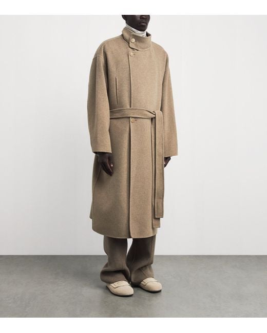 Fear Of God Natural Wool-Cashmere Asymmetic Overcoat for men