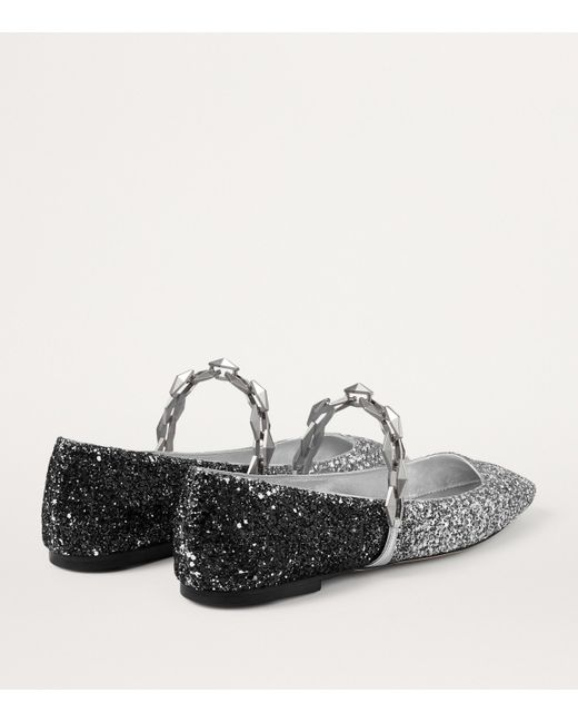 Jimmy Choo Black Diamond Tilda Glitter Ballet Flats