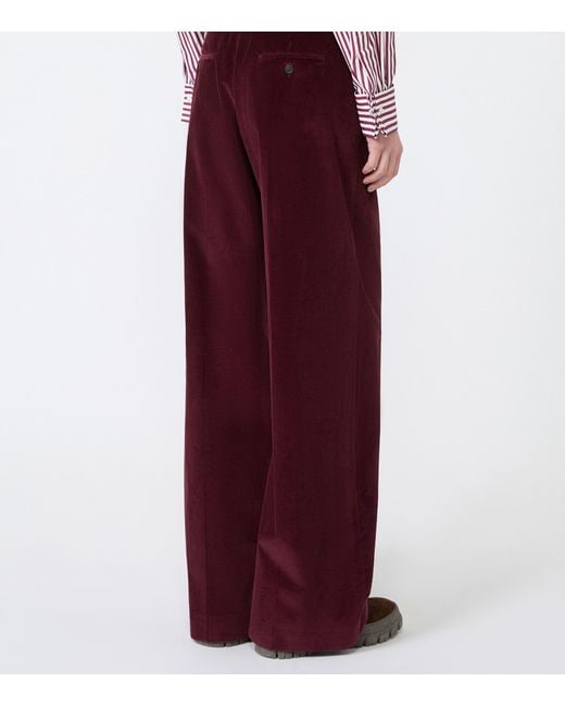 Weekend by Maxmara Red Cotton Corduroy Wide-Leg Trousers