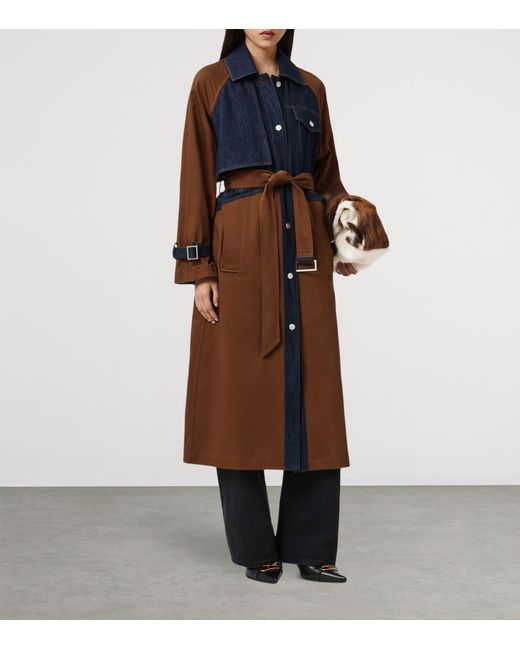 AllSaints Brown Panelled Dayly Trench Coat