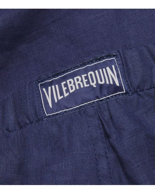 Vilebrequin Blue Linen Maurice Swim Shorts for men