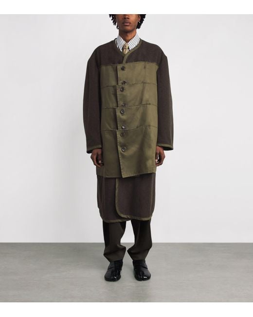 Comme des Garçons Green Wool-Blend Layered Overcoat for men