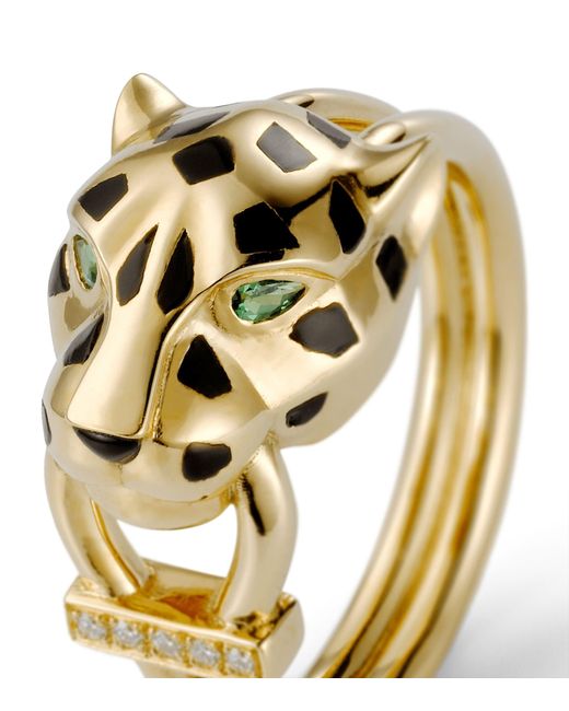 Cartier Metallic Yellow Gold, Diamond And Tsavorite Panthère De Ring