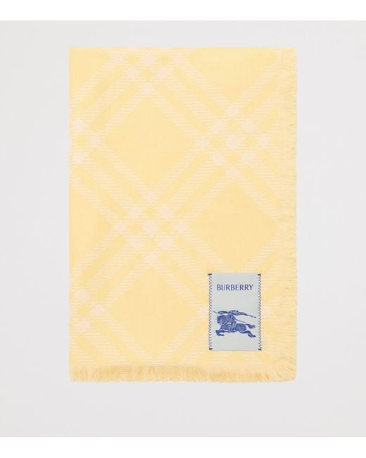 Burberry Yellow Wool-Silk Check Scarf