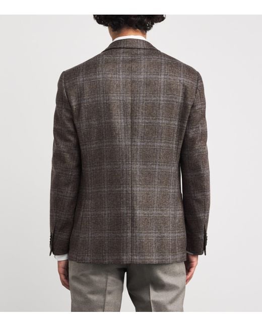 Corneliani Gray Virgin Wool Check Blazer for men
