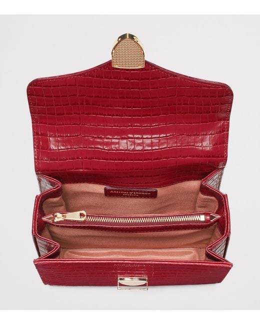 Aspinal Red Midi Leather Mayfair Top-Handle Bag