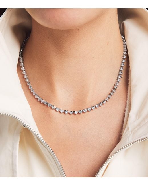 Astrid & Miyu Natural Sterling Heart Tennis Necklace