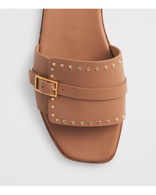 Eleventy Brown Leather Embellished Sandals