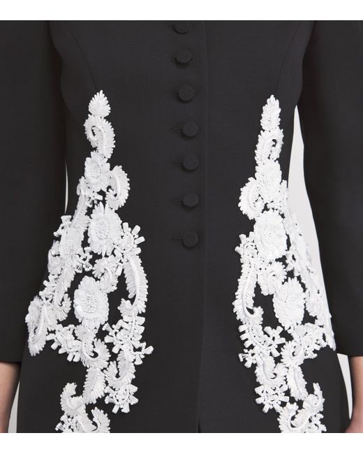 Carolina Herrera Black Wool-Blend Embellished Jacket