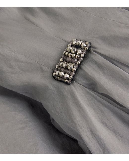 Max Mara Gray Silk-Blend Organza Midi Dress