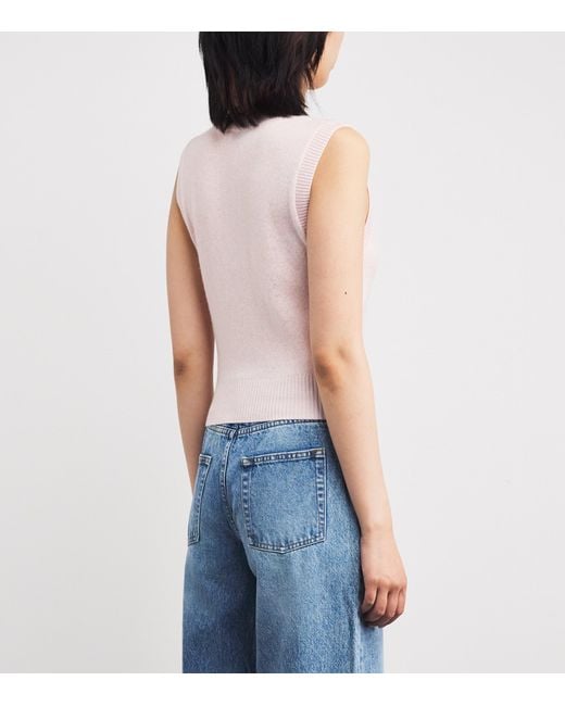 Sandro Pink Wool-Cashmere V-Neck Sweater