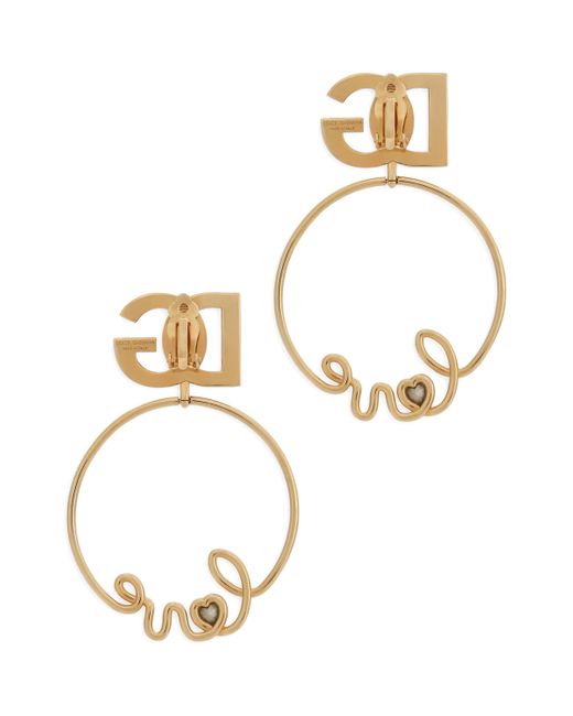 Dolce & Gabbana Metallic Clip-On Logo Earrings