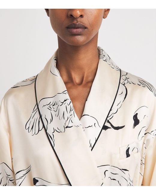 Olivia Von Halle White Silk Queenie Blanca Swan Night Robe