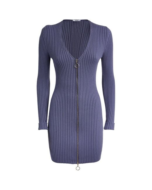 Wolford Blue Virgin Wool-cotton Ribbed Dress