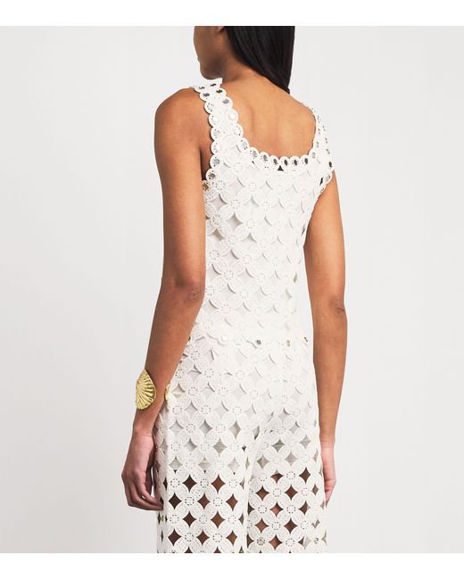 Maje White Mirror-Detail Crochet Top