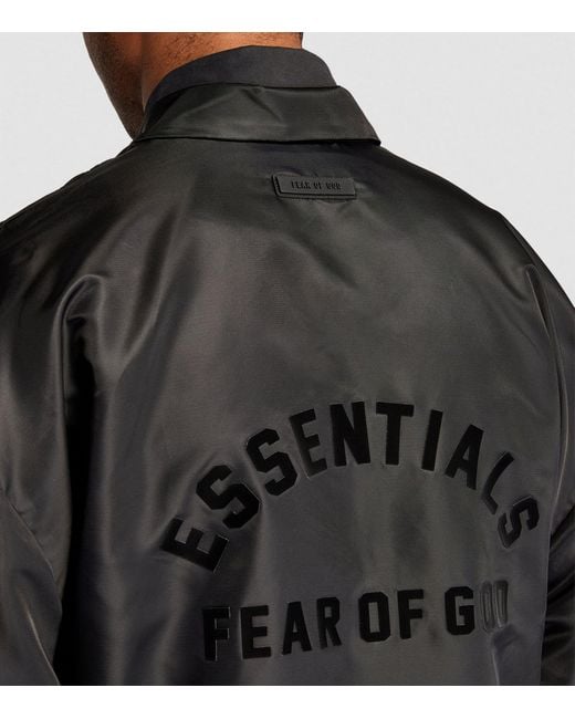 Fear Of God Gray Nylon Logo Print Jacket for men