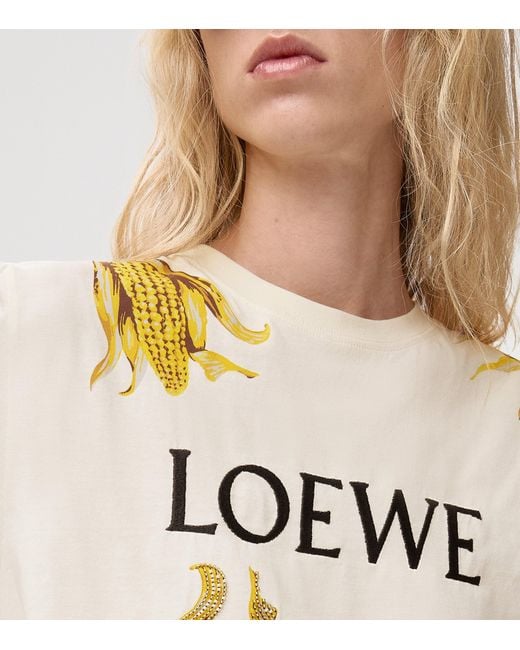 Loewe X Paula's Ibiza Cotton-Blend Logo T-Shirt in White | Lyst