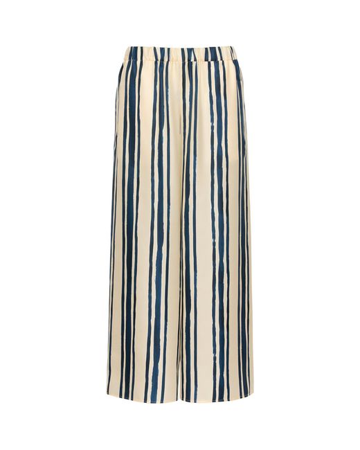 Weekend by Maxmara Blue Silk Wide-Leg Trousers