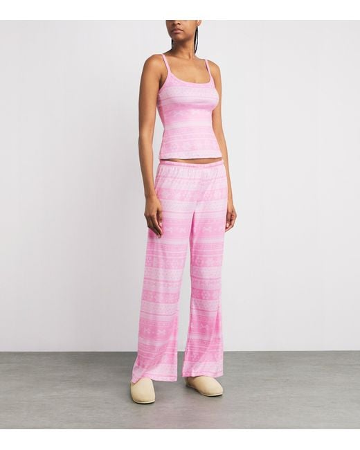Skims Pink Pointelle Plush Pyjama Trousers