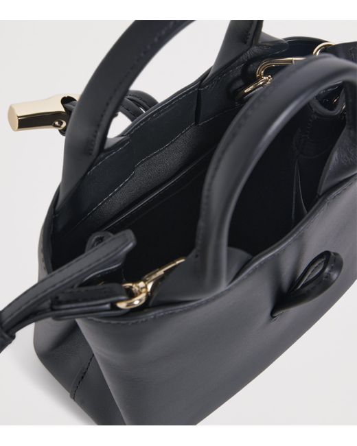 Longchamp Black Extra Small Leather Le Roseau Top-Handle Bag