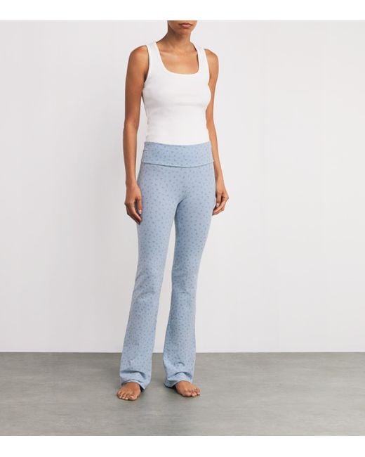 Skims Blue Stretch-Cotton Fold-Over Leggings