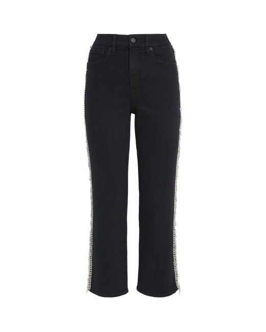 GOOD AMERICAN Black Rhinestone-Embellished Good Legs Jeans