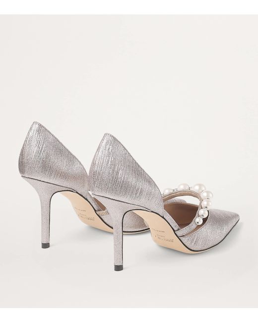 Jimmy Choo White Aurelie 85 Embellished Pumps