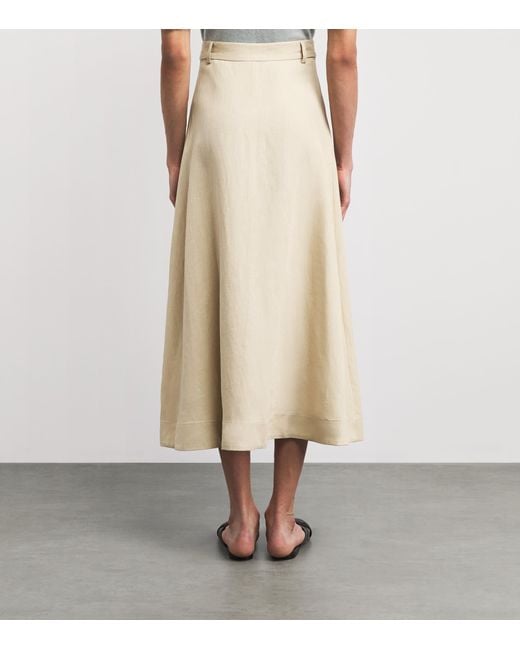 LeKasha Natural Linen Raqi Crossover Midi Skirt