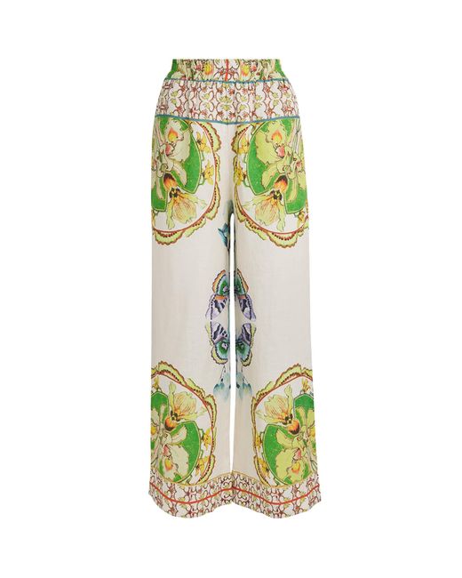 Lug Von Siga Green Printed Madison Wide-Leg Trousers