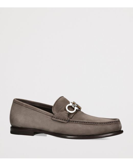 Ferragamo Brown Nubuck Leather Avril Loafers for men