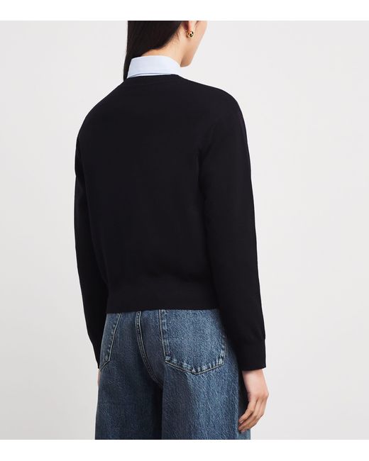 Sandro Black Wool V-Neck Sweater