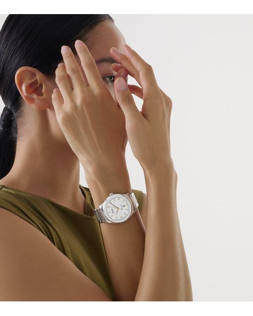 Piaget Metallic Stainless Steel And Diamond Polo Date Watch