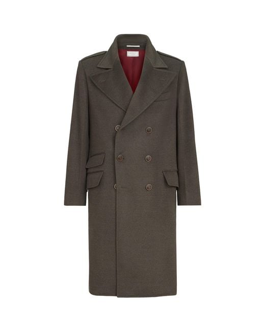 Brunello Cucinelli Gray Virgin Wool Water-Resistant Coat for men