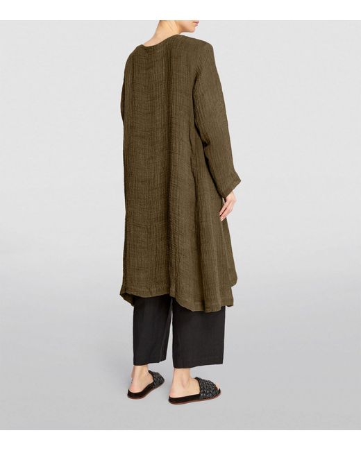 Eskandar Green Linen-blend Woven Cardigan