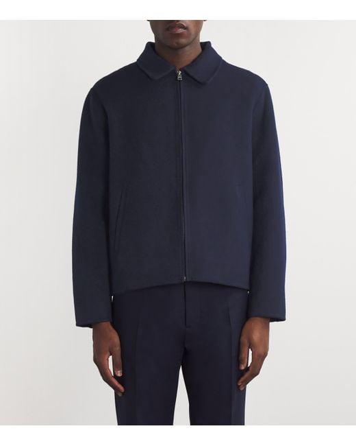 Sandro Blue Double-Faced Wool-Blend Jacket for men
