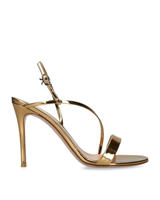 Gianvito Rossi Metallic Leather Manhattan Heeled Sandals 95