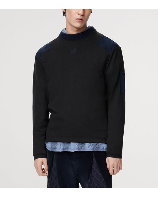 Loewe Blue Cotton-Blend Patchwork Sweater for men