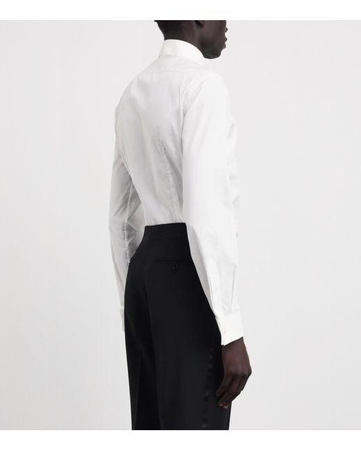 Pal Zileri White Cotton Concealed-Placket Shirt for men