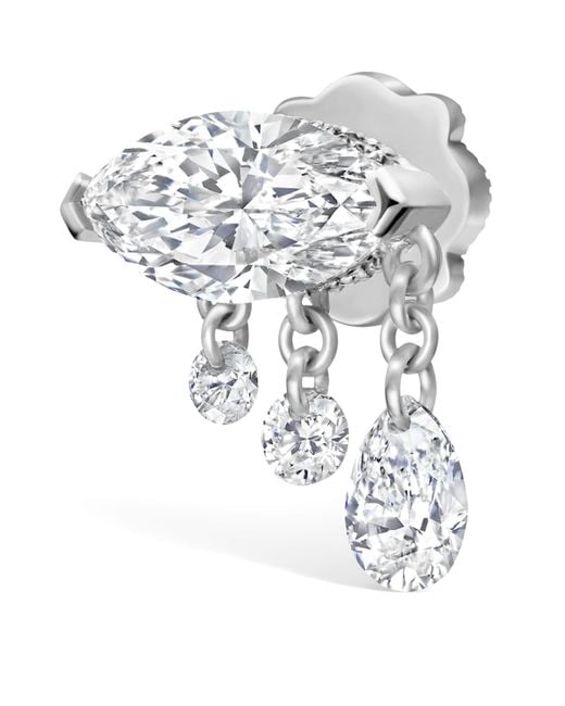 Maria Tash White Triple Teardrop Marquise Diamond Threaded Earring Left