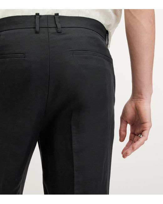 AllSaints Black Linen-organic Cotton Cross Taillis Trousers for men