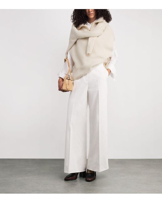 Joseph White Cashmere-Blend Ribed Raffet Sweater