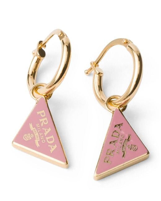 Prada Pink Triangle Drop Earrings