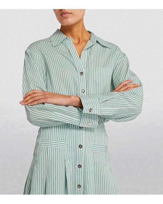 Maje Striped Shirt Dress in Green | Lyst