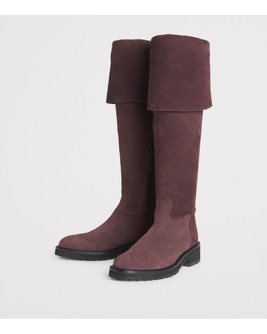 Eleventy Brown Suede Knee-High Boots