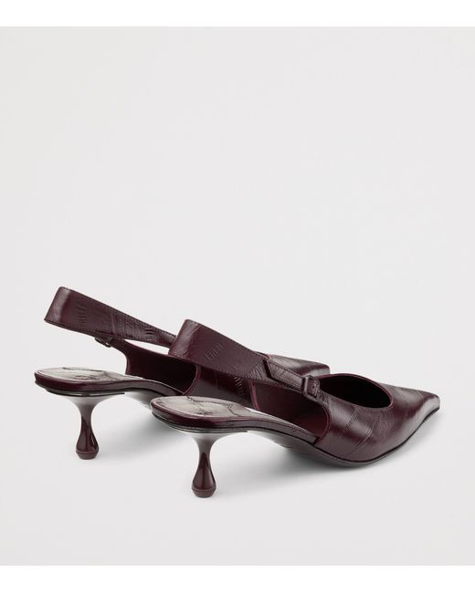 Jimmy Choo Brown Amel 50 Leather Slingback Pumps