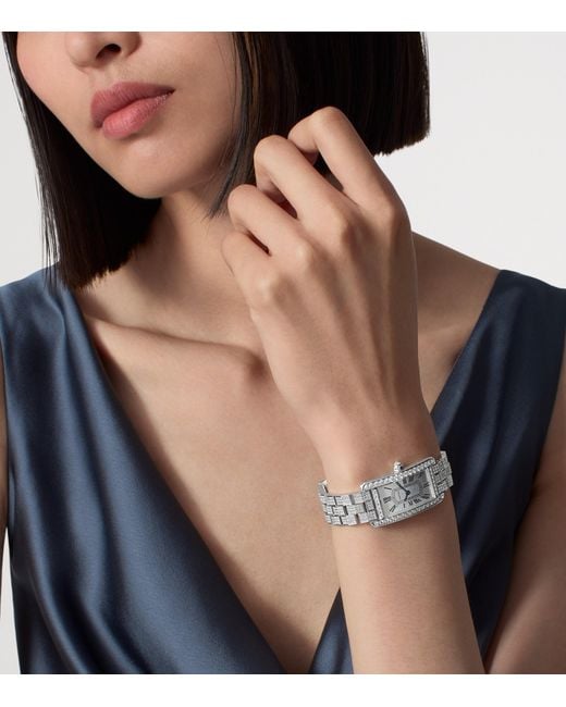 Cartier White And Diamond Tank Américaine Watch