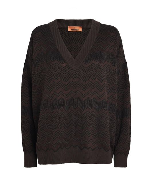 Missoni Black Zigzag V-Neck Sweater