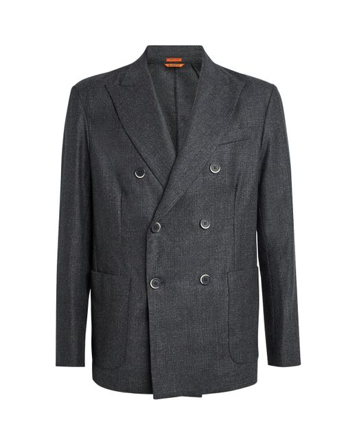 Barena Gray Wool Double-Breasted Blazer for men