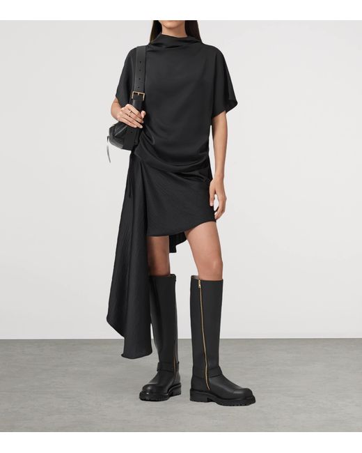 AllSaints Black Draped Leslie Top