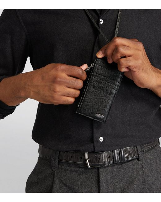 Brioni Black Leather Card Holder for men